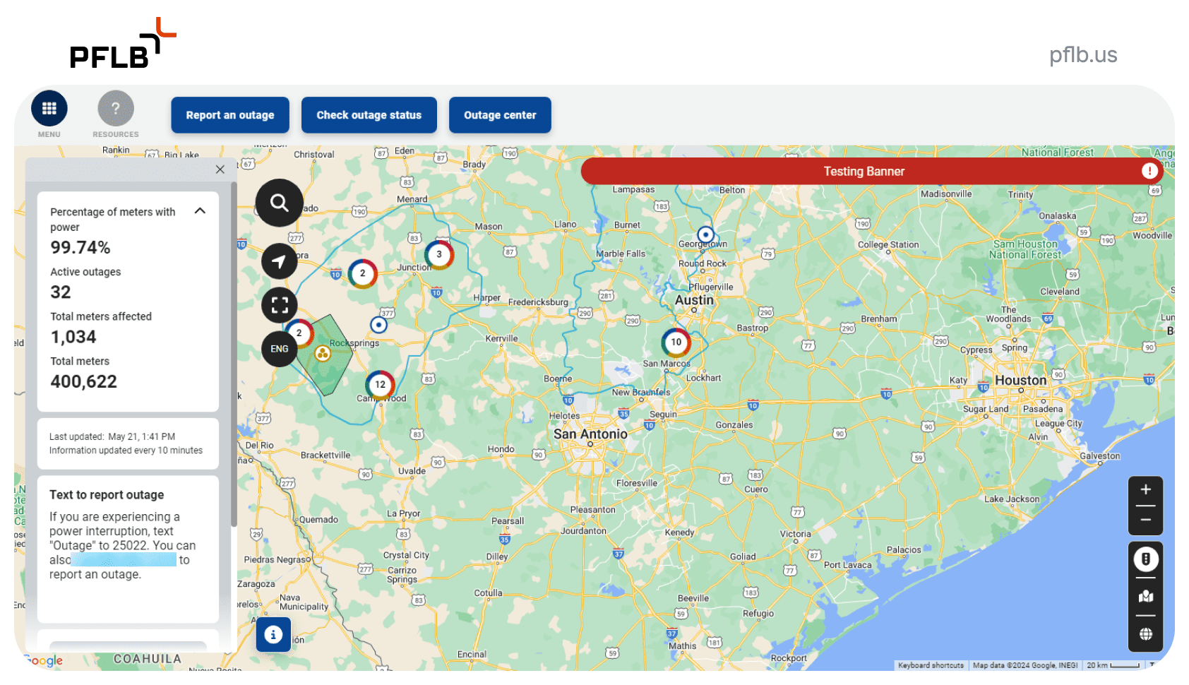 The PEC Storm Center map members open during an outage.